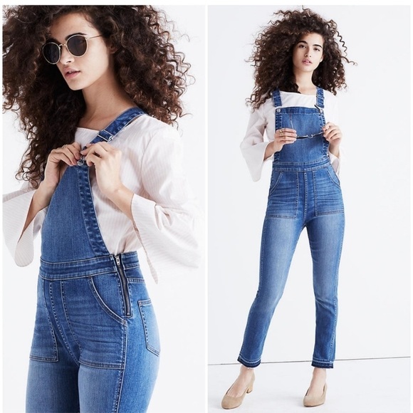 Madewell Women XS Overalls Skinny Jean Released Hem Denim Stretch Medium wash - Picture 1 of 12